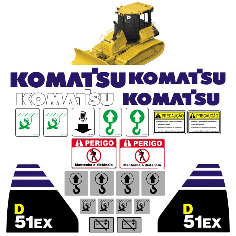 Adesivos Komatsu Trator De Esteira D51ex D51 Ex Mk Cor Padrão