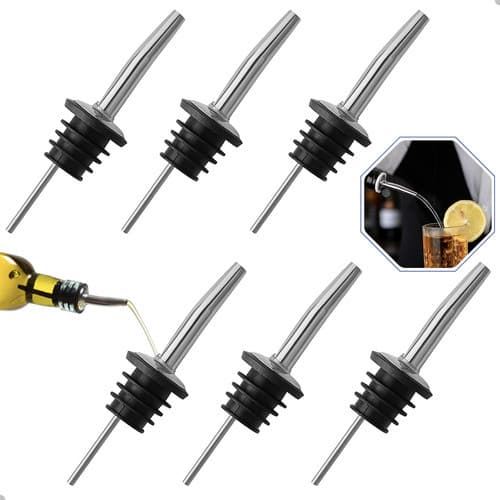 Kit 6 Bicos Dosador Em Silicone E Inox Vinho Bebida Azeite Vinagre