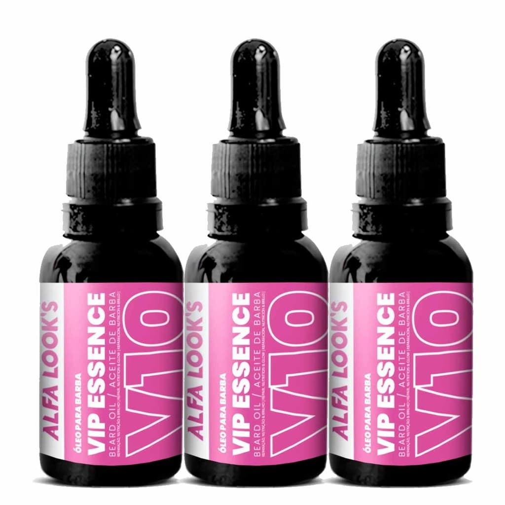 Kit 3x Oleo para barba vip essence V10 30ml alfa look`s