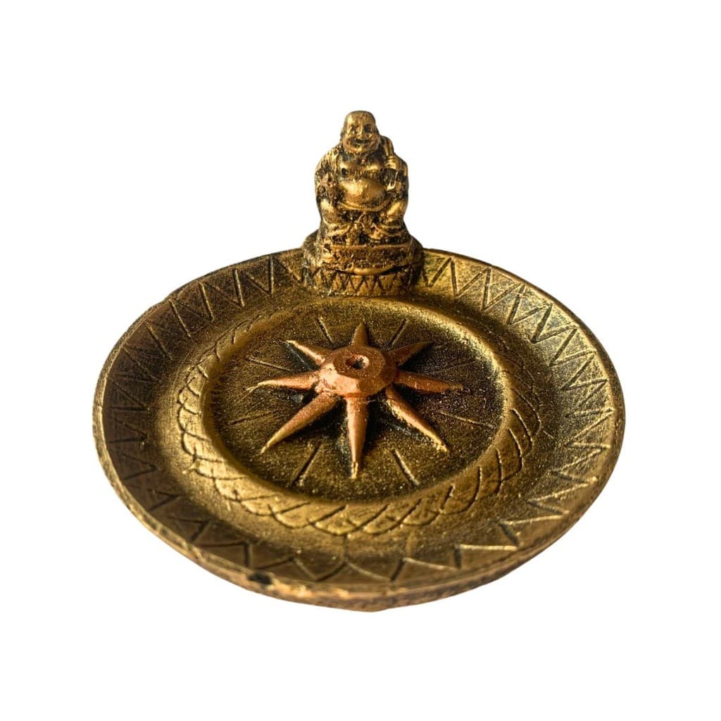 Incensário Pratinho Buda da Fortuna Mini Dourado