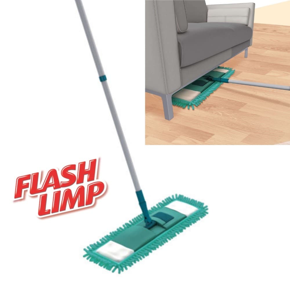 Vassoura Rodo Esfregão Mop Flat Chenile Flashlimp Original MOP7633 Vassoura E Pano Cabo Telescópico Microfibra