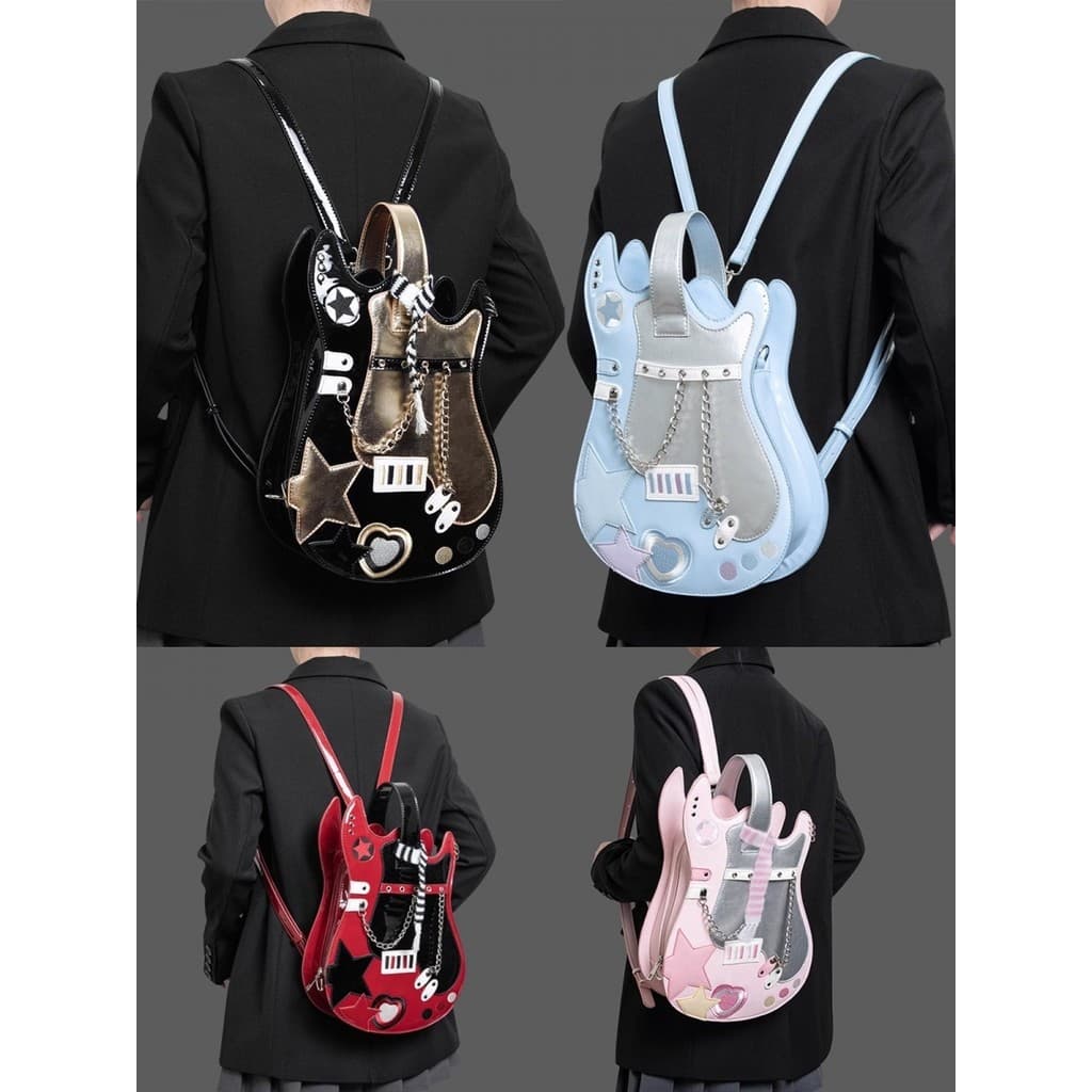 1580 pessoas coleção prata rosa guitarra saco criativo contraste cor bonito cachecol mochila Crossbody doce amor saco