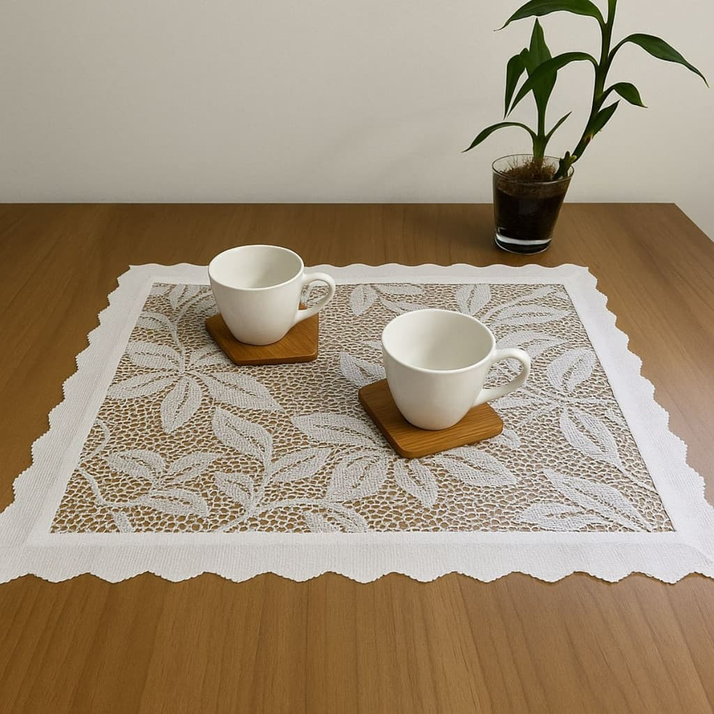 Toalha De Bandeja Renda 30x40cm Sortido Poliéster Cafe Manha