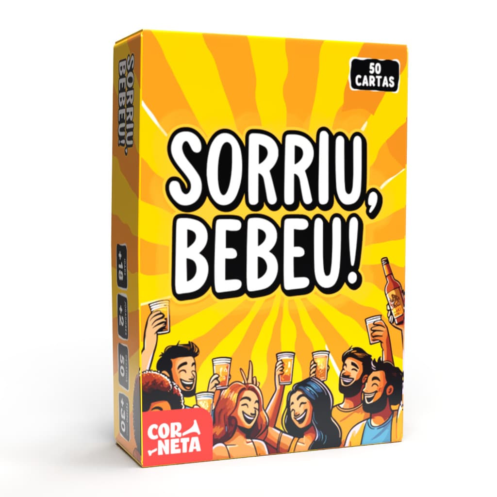 Jogo Sorriu Bebeu Corneta – Jogo de Cartas Adulto 18+ para Churrasco Grupo de Amigos Presente Aniversário