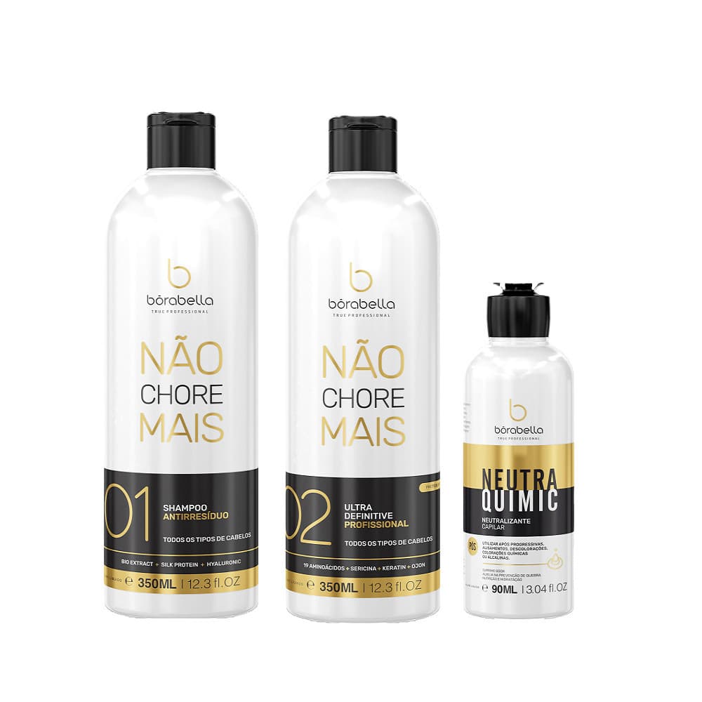 Kit Escova Progressiva 19 Aminoacidos 350ml Não Chore Mais + Neutraquimic 90ml Borabella