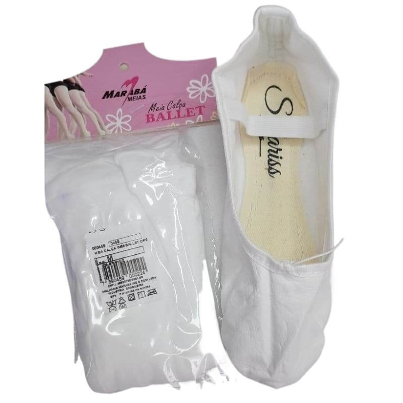 KIT BALLET  01 SAPATILHA 01 MEIA CALÇA FIO 40 COR  BRANCA, BABY, INFANTIL E ADULTO( MARCA STELARISS /MARABÁ))