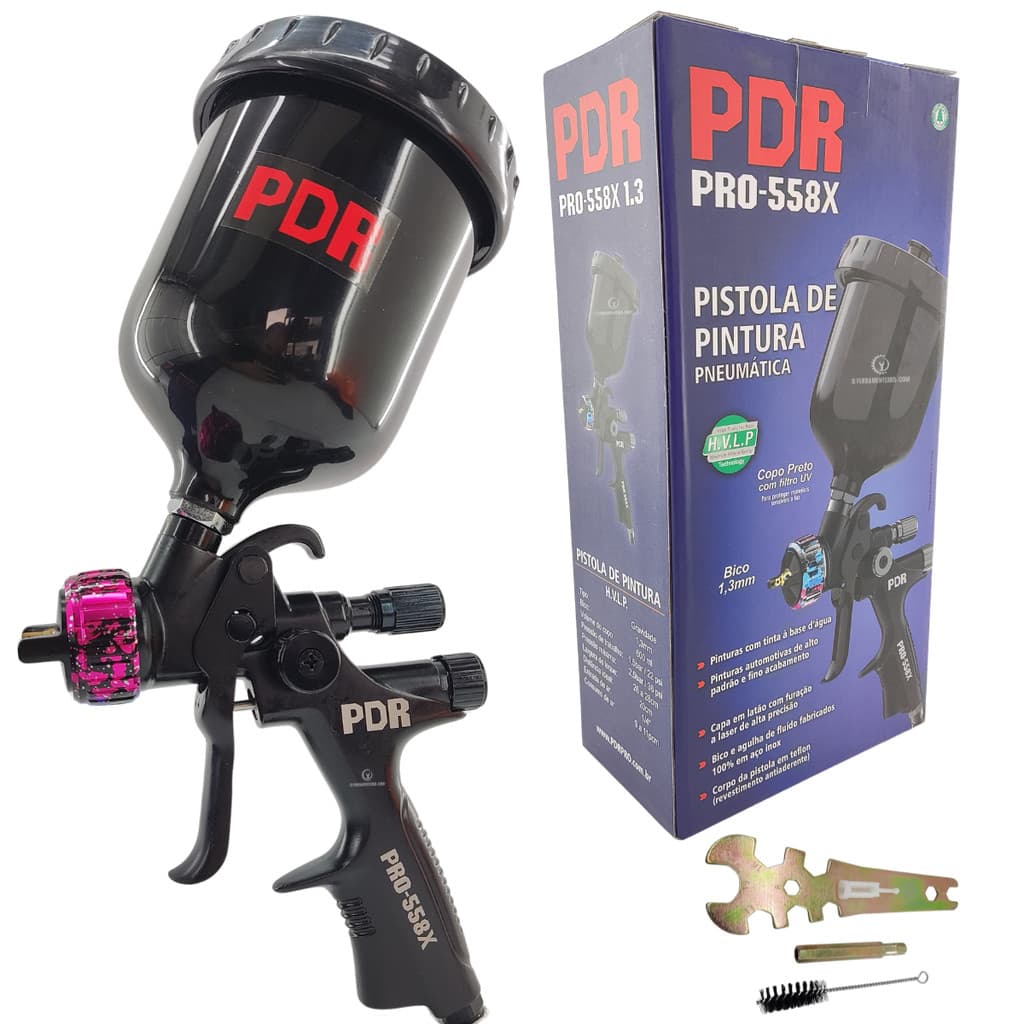Pistola Pintura Hvlp Teflon Pro-558X Bico Inox 1,3mm 600ml