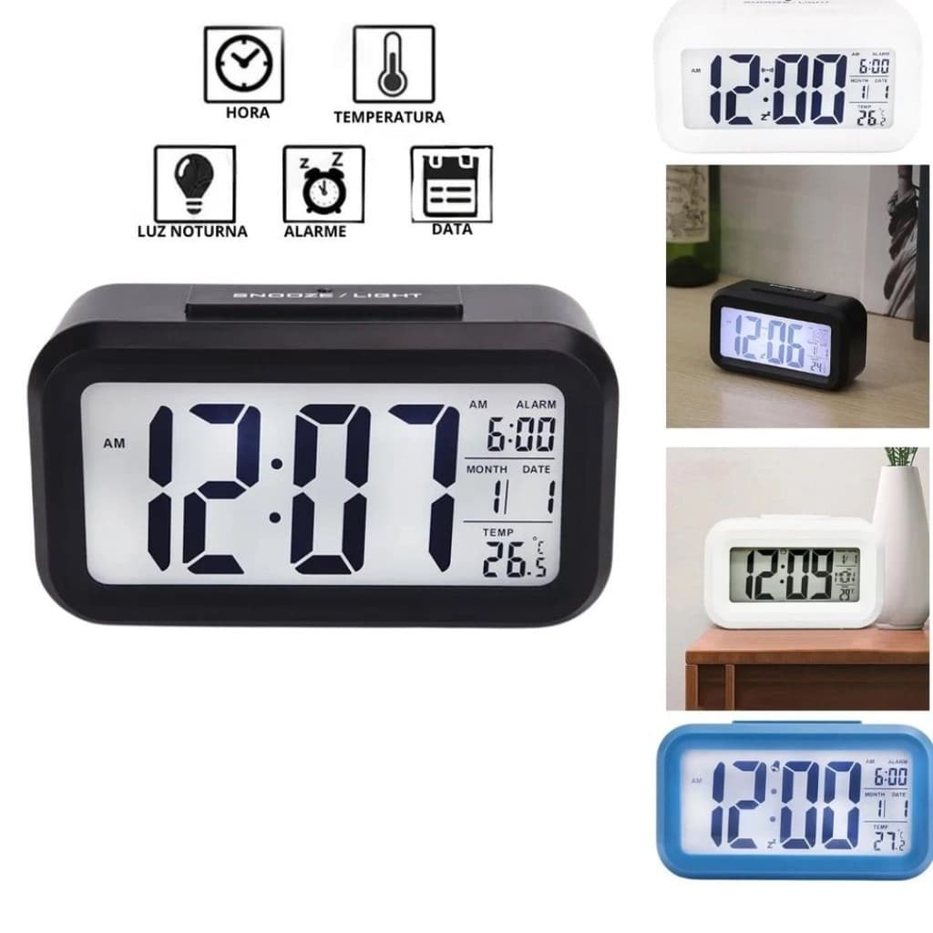 Despertador Relógio de Mesa Portátil Digital  Led Lcd