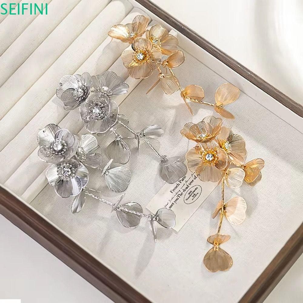 Brincos Femininos SEIFINI , De Borla Longa Com Flor Grande De Luxo Leve Exagerada Metal