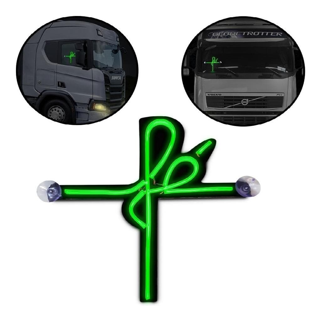 Canhão Fé Neon Led Corujinha Coruja Caminhão 12v