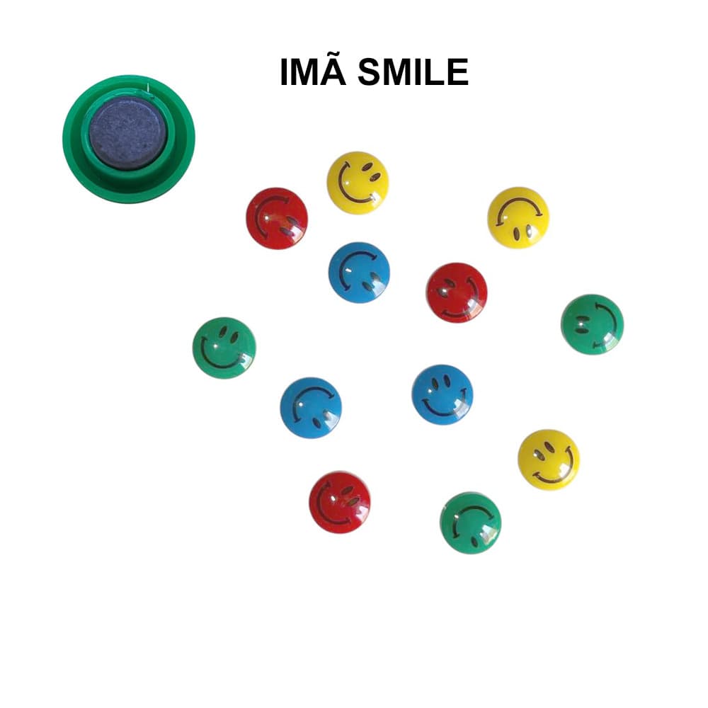 Imãs Emoji Smile Mural Quadro Geladeira 12 Unidades