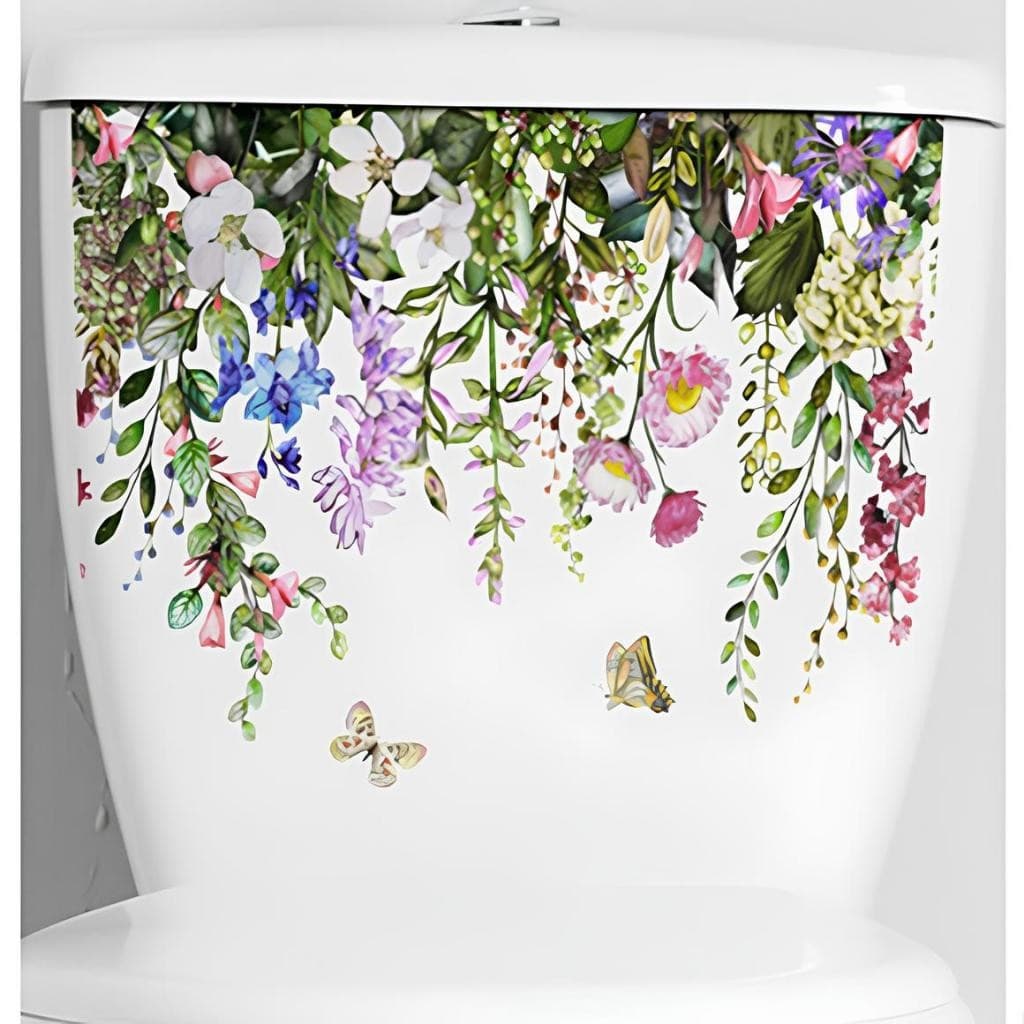 Adesivo para Vaso Sanitário Acoplado Flores Realistas - Decoração Para Banheiro