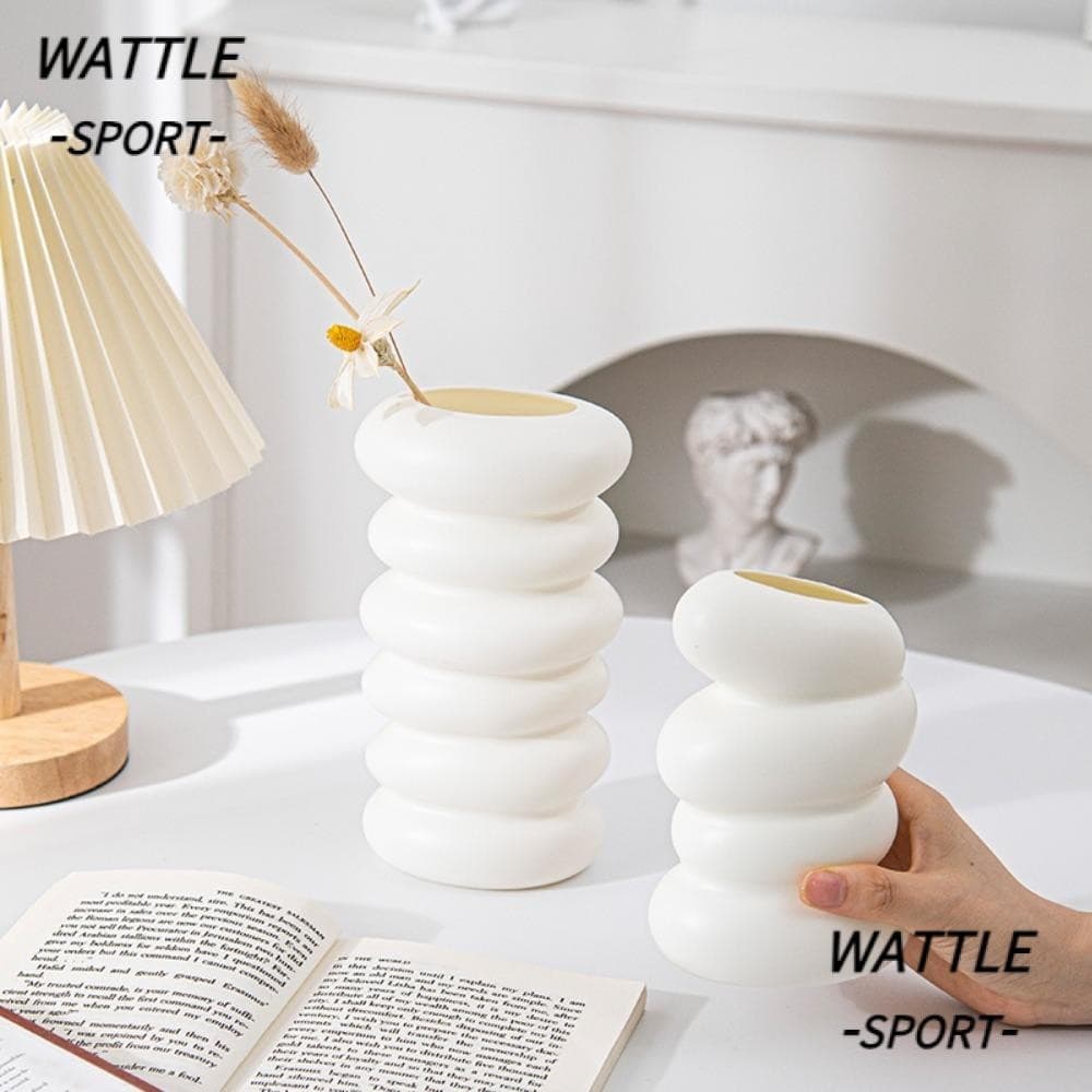 Vaso De Flores WATTLE , Com Design Espiral De Plástico , Arranjo Estilo Nórdico De Cerâmica De Imitação Moderna