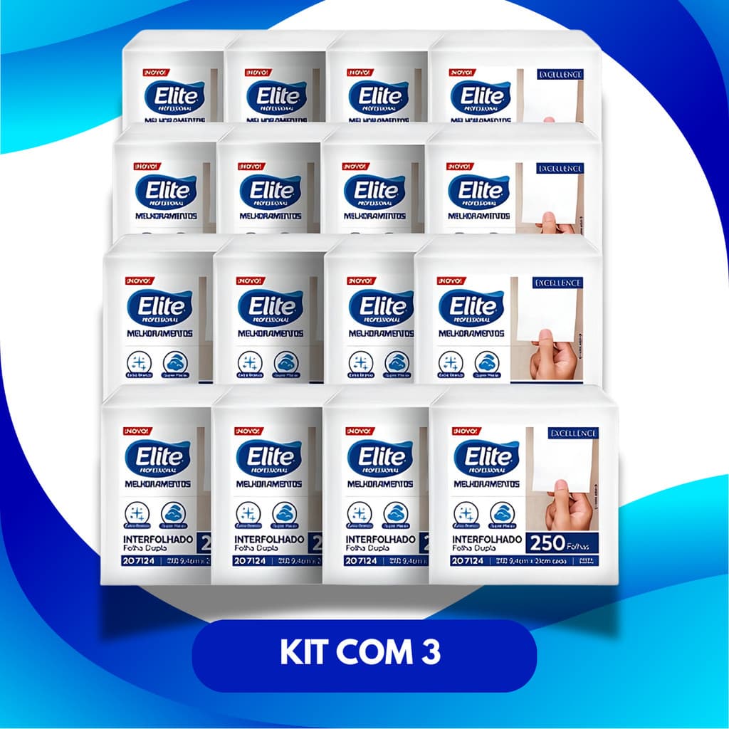 Kit Papel Higiênico Interfolhado Elite 750 Folhas Folha Dupla
