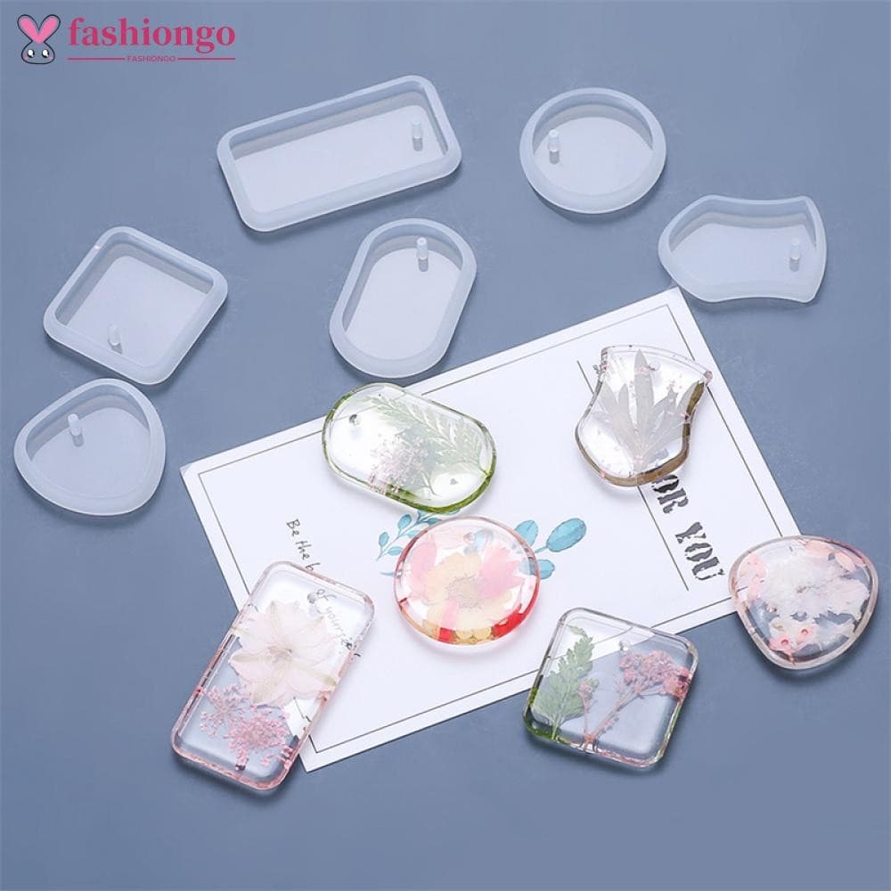 【READY STOCK】 6 Pçs/set DIY Epóxi Chaveiro Molde De Silicone Resina Pendurado Pingente Artesanato Moldes Jóias