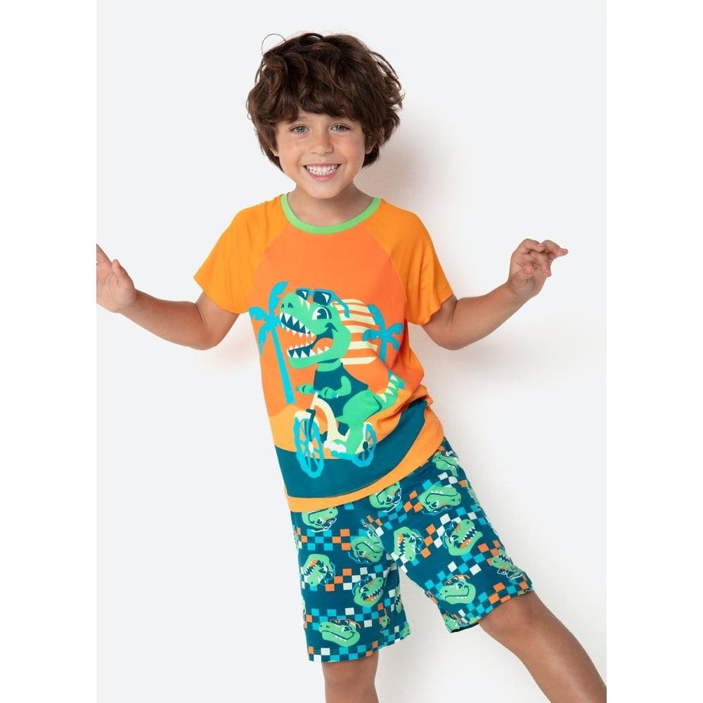 Pijama Manga Curta Viscolycra Menino Dino Miami - Puket