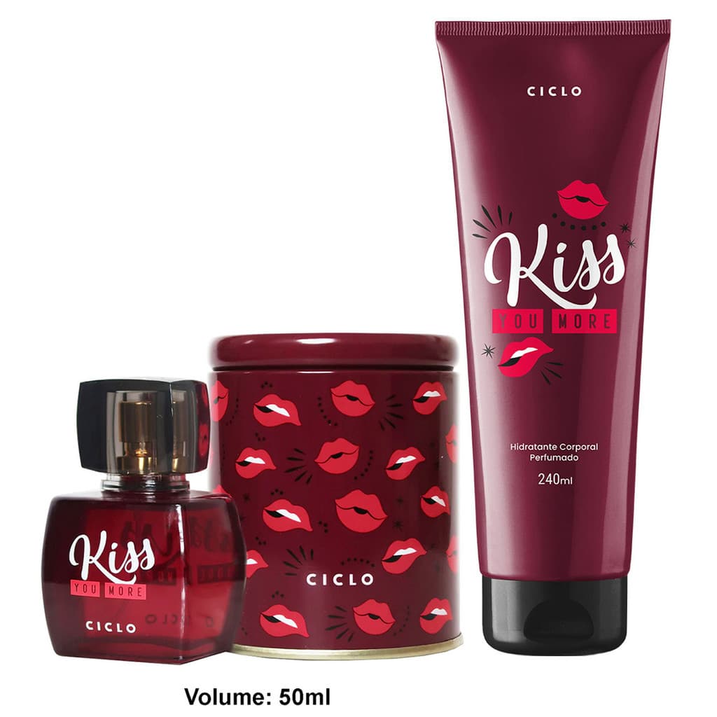 Kiss You More Ciclo Cosméticos Kit: Deo Colônia Lata 50ml + Hidratante