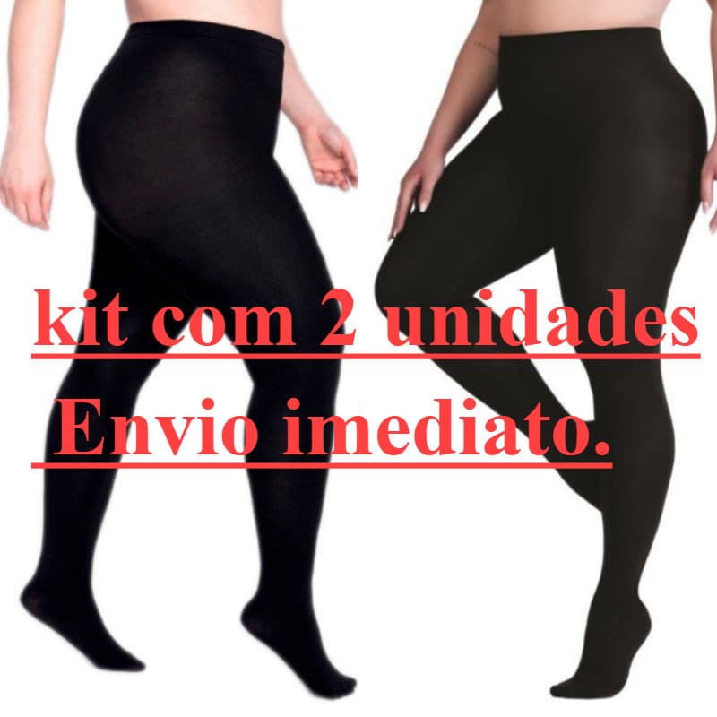 KIT 2 Meia Calça Plus Size feminino fio 80 COM PE Inverno GROSSO (VESTE ATE 48)