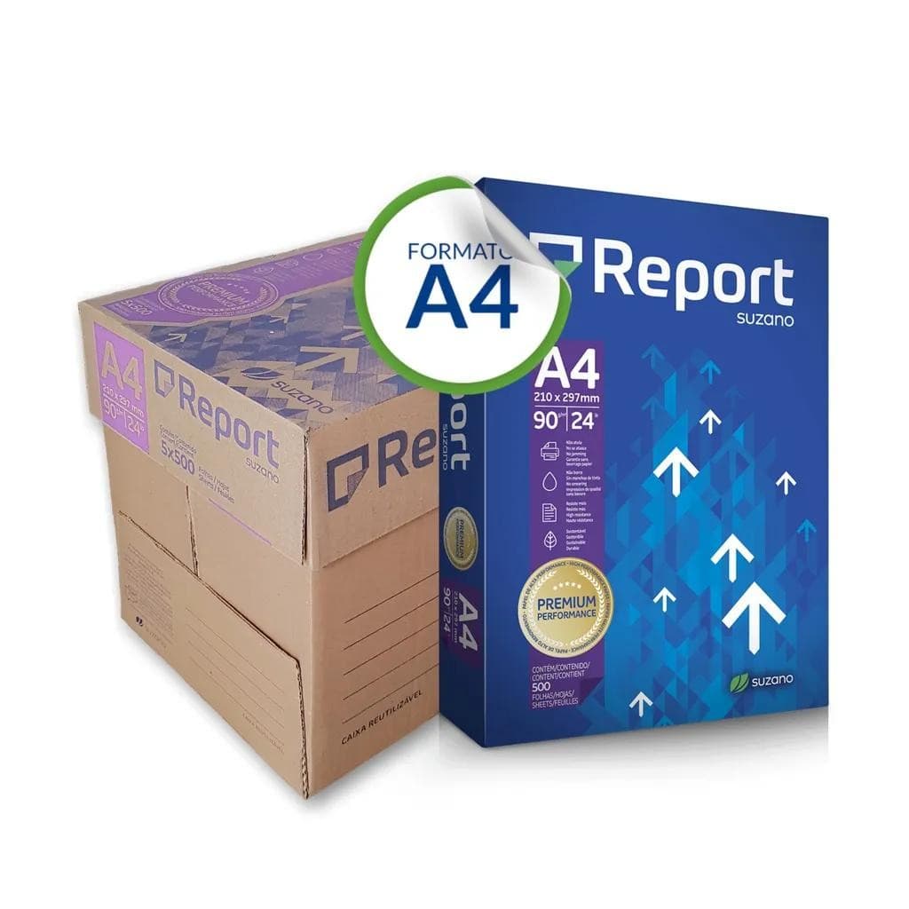 Kit com 5 PAPEL A4 90G 500FLS BRANCO REPORT