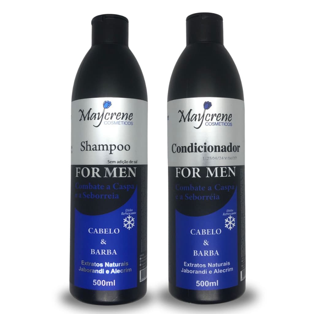 Kit For Men Shampoo + Condicionador 500ml Para Homens Cabelo e Barba Maycrene