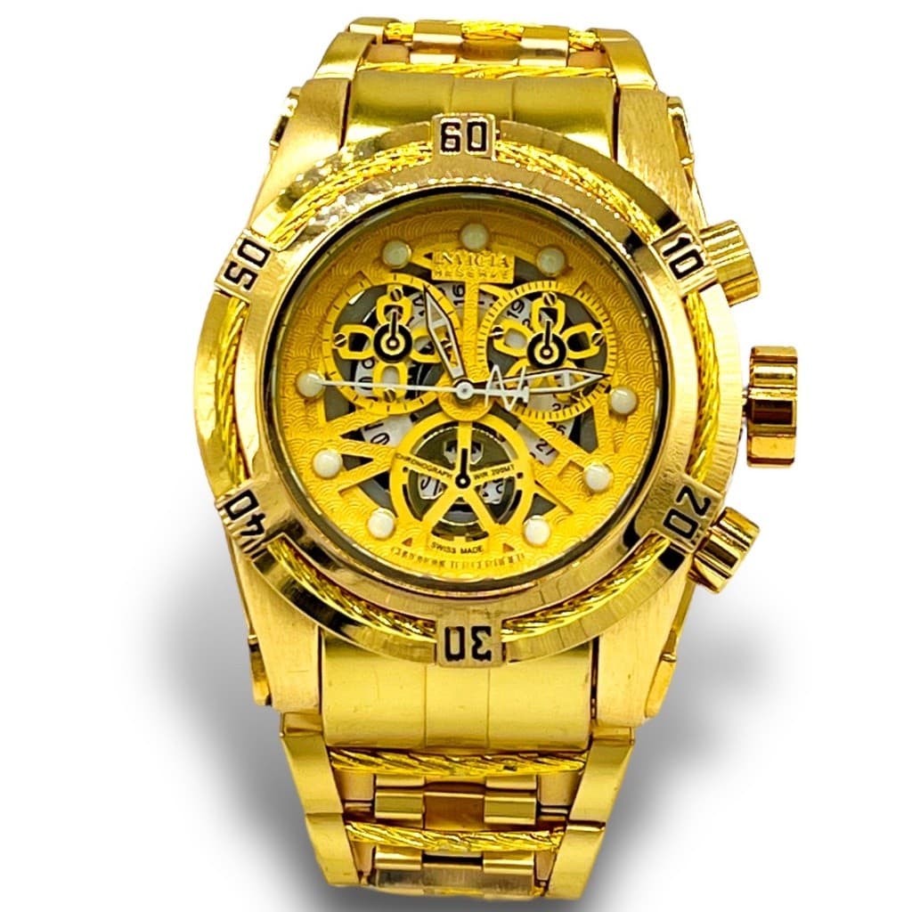 Relógio Dourado Masculino Luxo Zeus Ostentação Banhado 18k