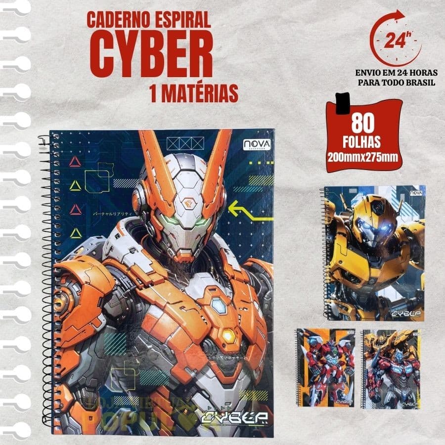 Cadernos Personalizado 1 Matéria Universitário Cyber 80 Folhas Capa Dura Nova Caderno