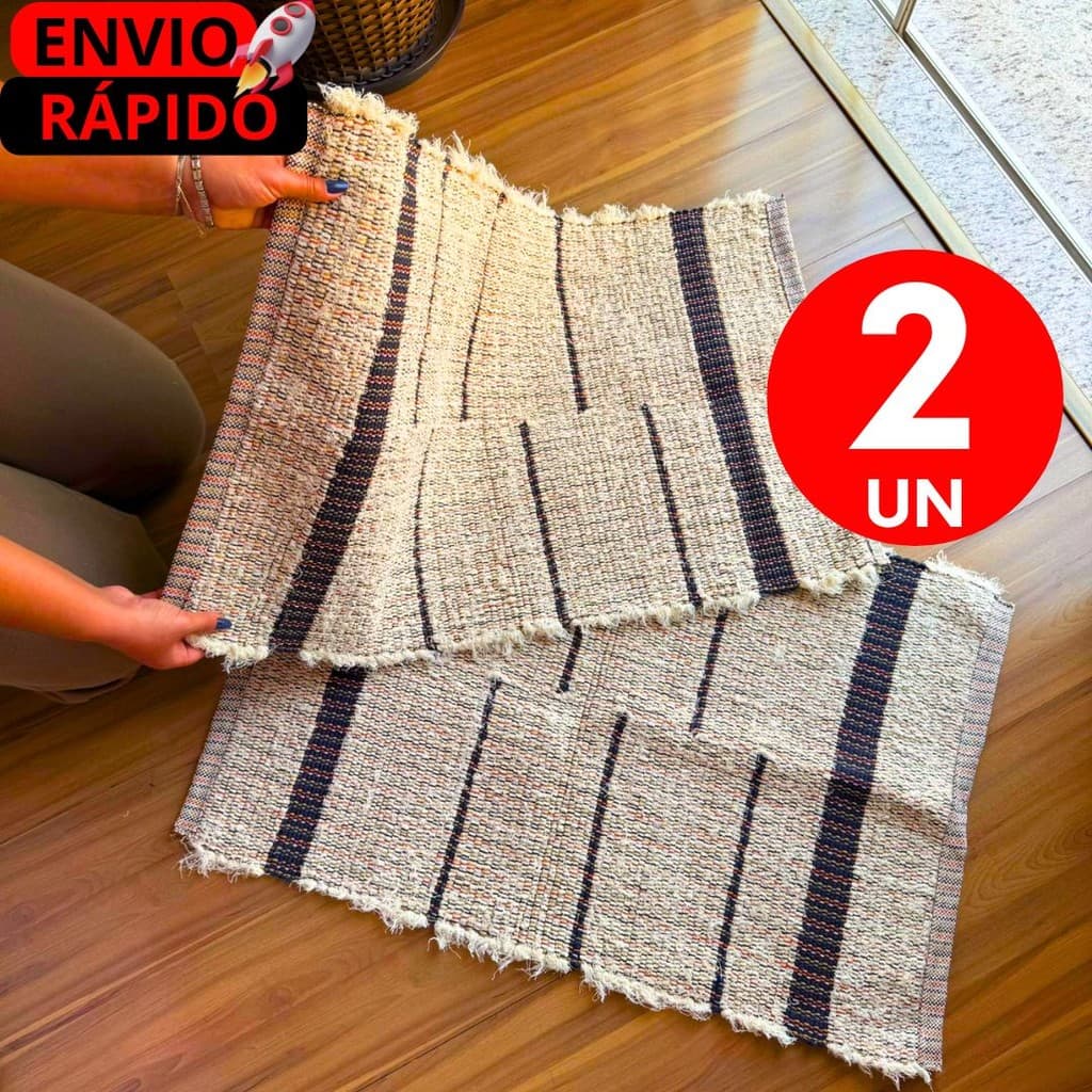 Tapete Rústico Artesanal Luxo para Casa – 2 Peças para Banheiro, Quarto ou Lavanderia – Conforto Total