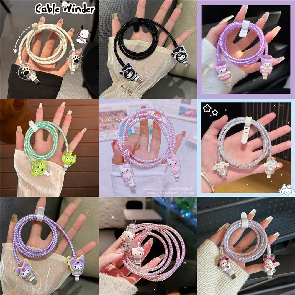 4 Pçs/Set Enrolador De Cabo Primavera Corda Fio Protetor USB Compatível Para Apple IPhone Genérico Proteger Decoração