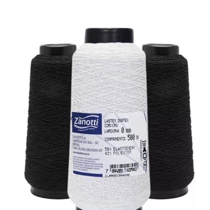 Fio de Elástico LASTEX Preto e Branco 500 METROS