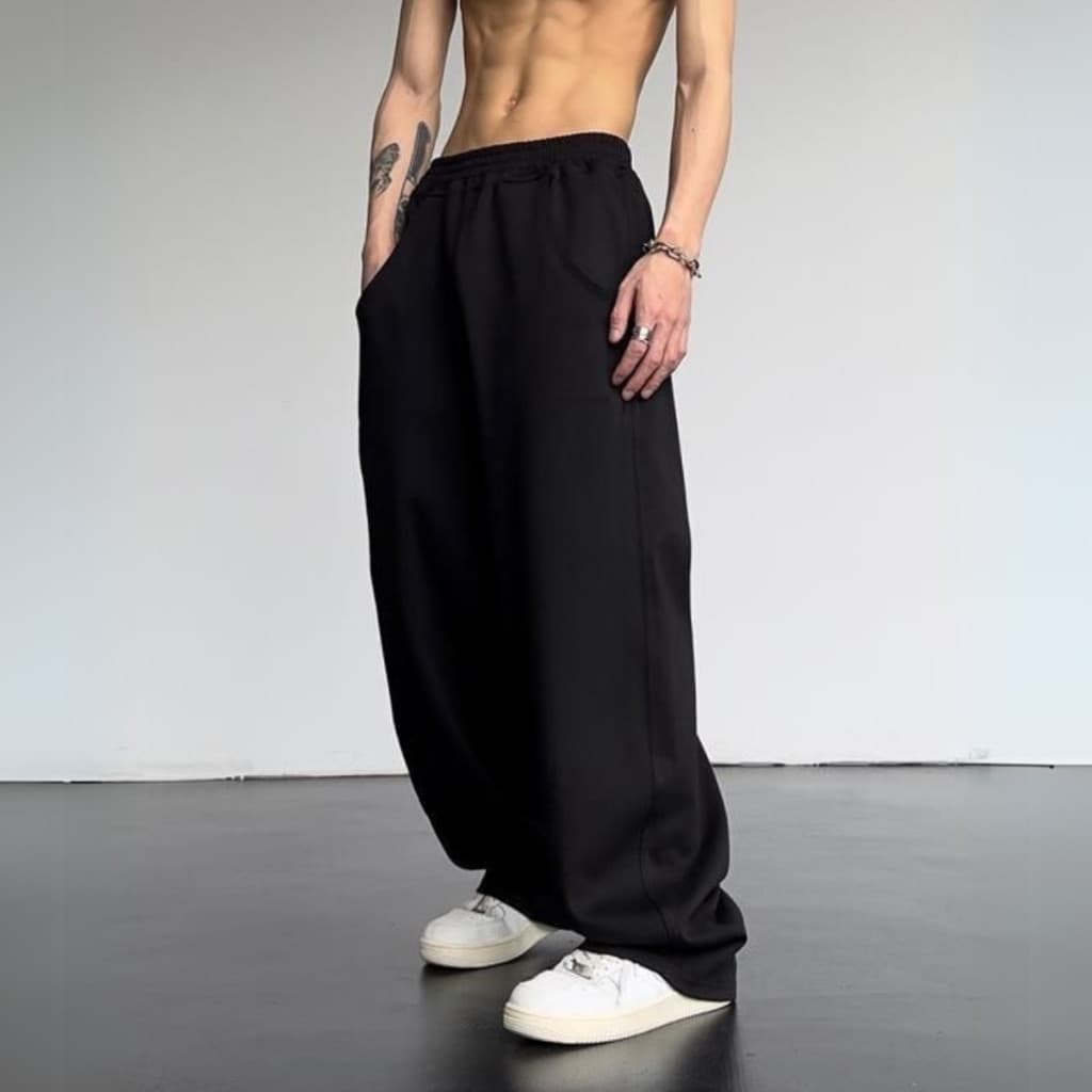 Calça Larga Moletom Estilosa Despojada Streetwear Loose Fit Forrada Casual Inverno