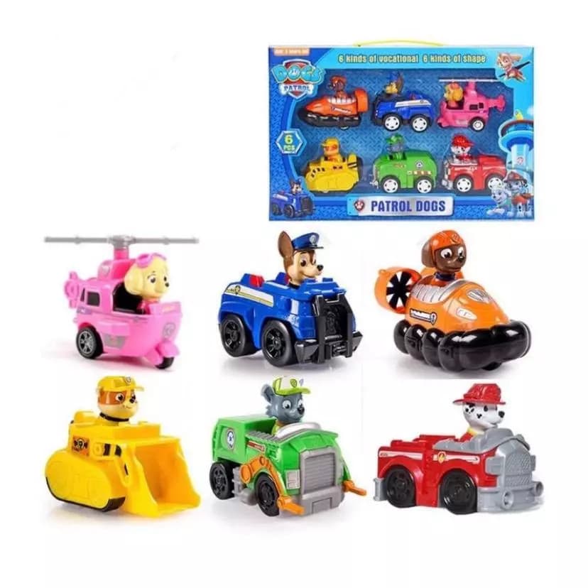 Kit com 6 Carrinhos de Fricção Patrulha Canina – Brinquedo