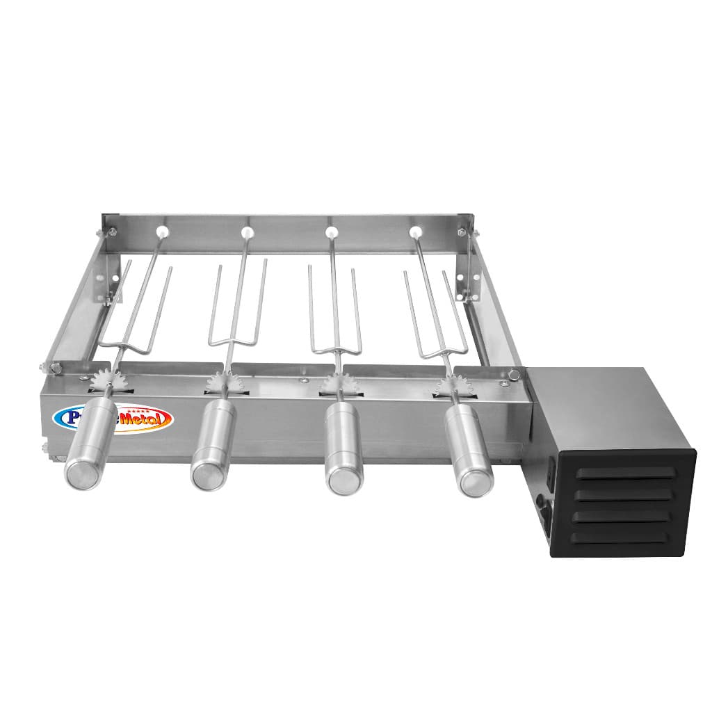 Churrasqueira Giratória Grill Baixo 4 Espetos Inox Motor Weg Pratic