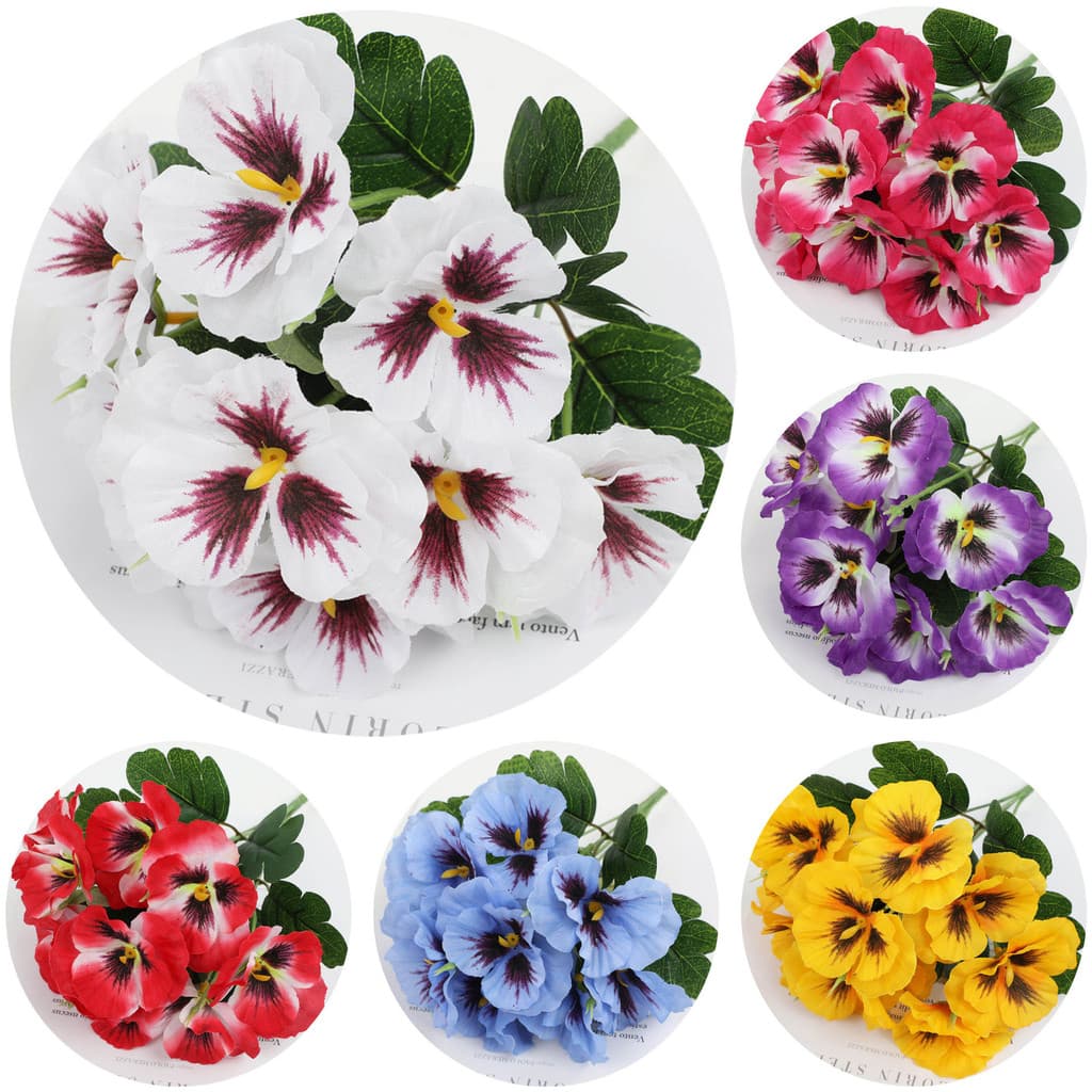Flores Artificiais Cinco Garfos Tricolor Violeta 32cm Buquê De Falsas Para Casa Jardim Festas De Casamento Decoração