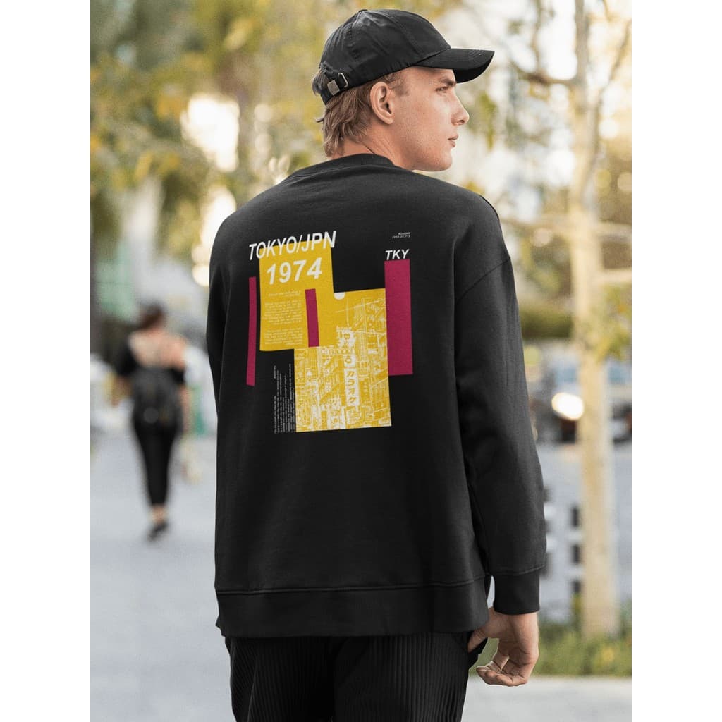 Moletom Careca Blusa de Frio Suéter Gola Redonda Masculino Casual Streetwear 100% Algodão Estampa - Tokyo