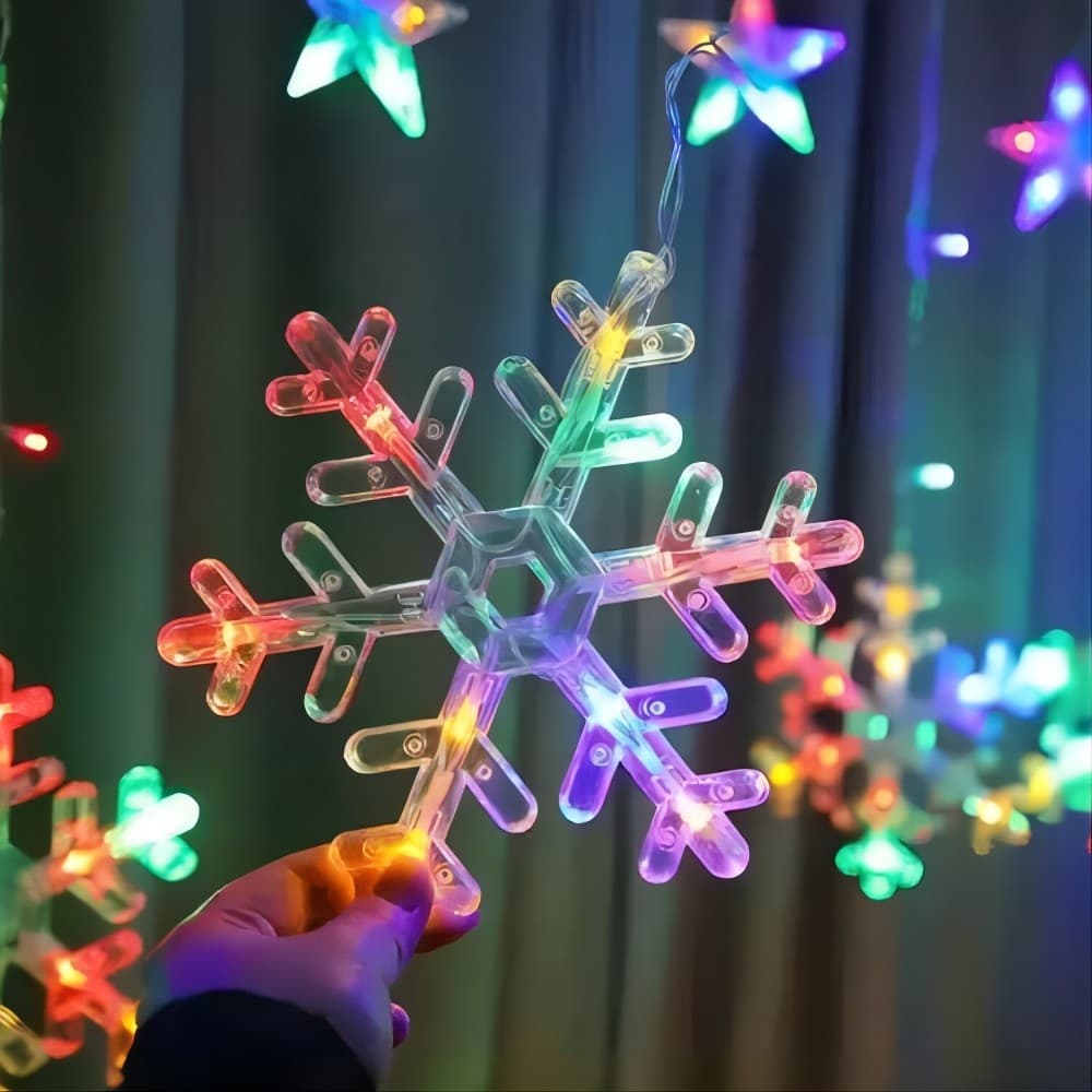 Decoração de Natal Luzes de corda LED para floco de neve 8 funções intermitentes 2,5m de comprimento110V/220V coloridas