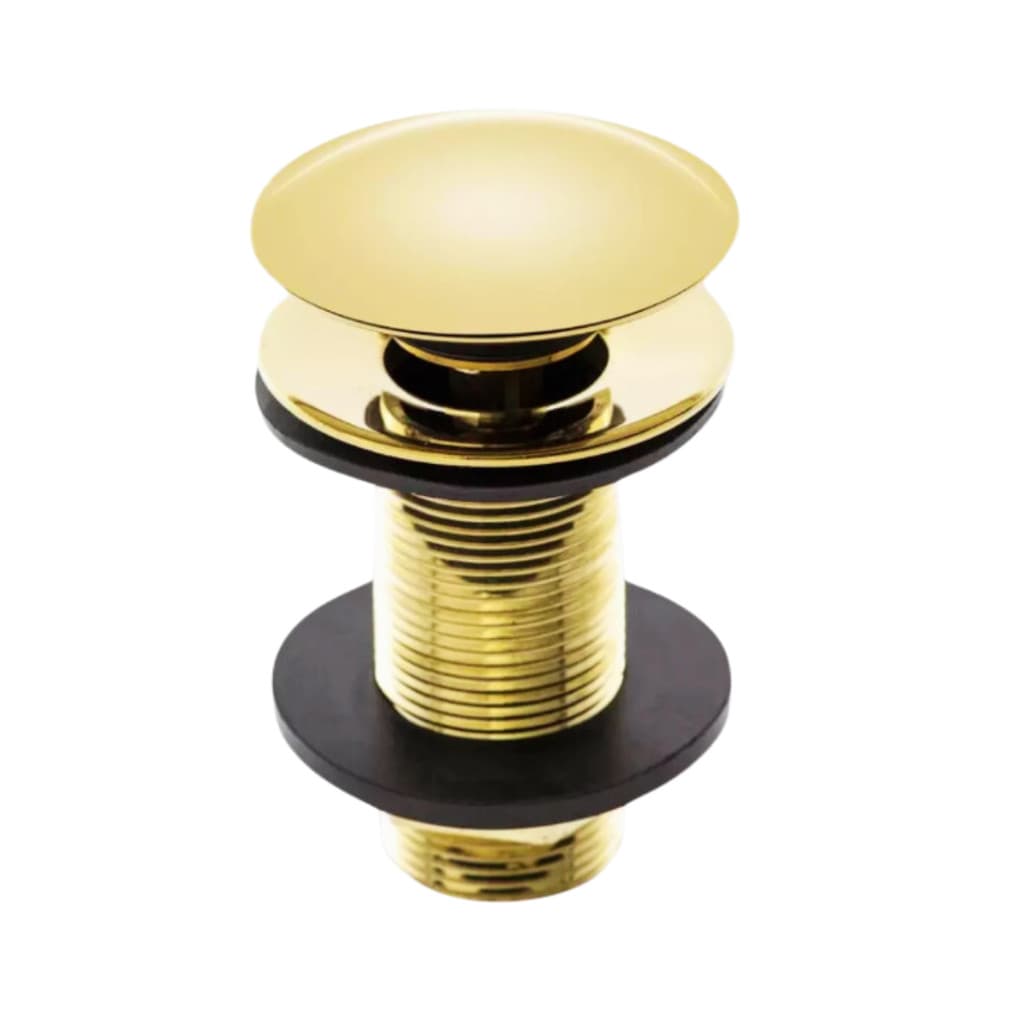 Válvula Ralo Click Pop Up Inox Gold Dourada brilhante p Pia Lavatório Banheiro Lavabo Cuba Metal 7/8
