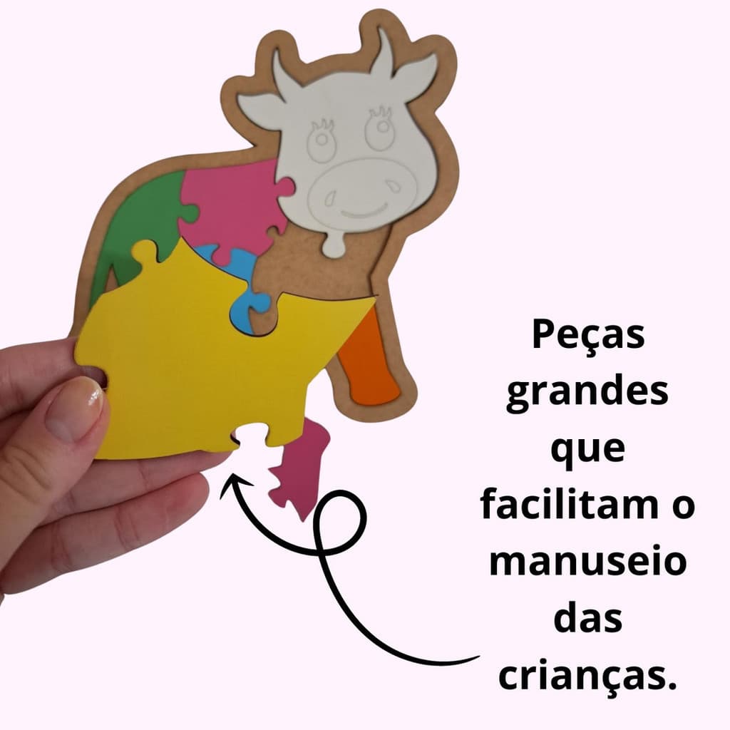 Jogo Quebra Cabeça Educativo Encaixe Infantil Vaquinha Divertido Criança