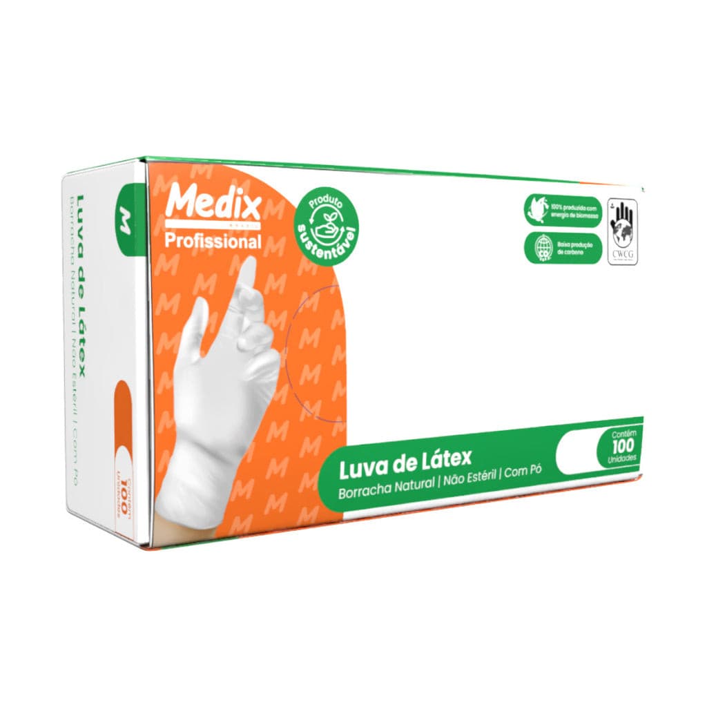 Luva Látex Com Pó Medix Brasil Profissional - Caixa com 100 un