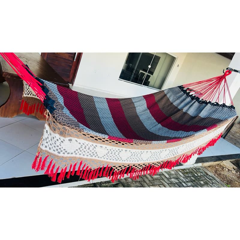 Rede De Dormir Descanso Reforçada Casal Luxo Premium Bucho De Boi Artesanal Envio Imediato