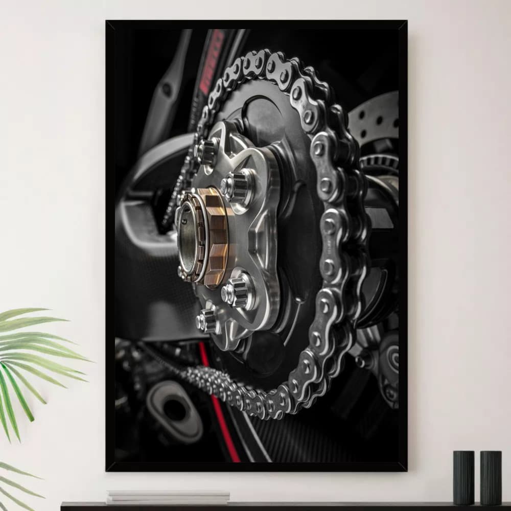 Quadro Oficina Mecanina Corrente Moto Decorativo