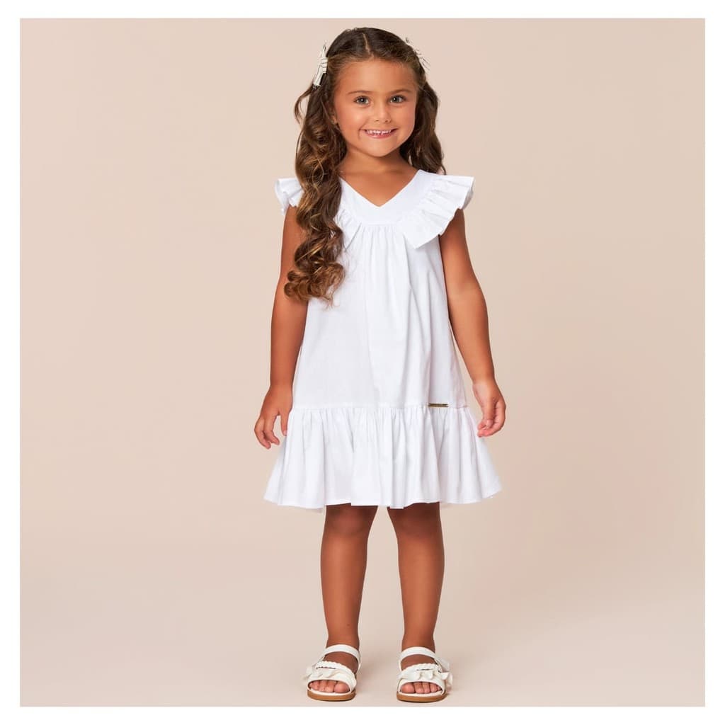 Vestido Delicate Babados Tricoline - Bambollina