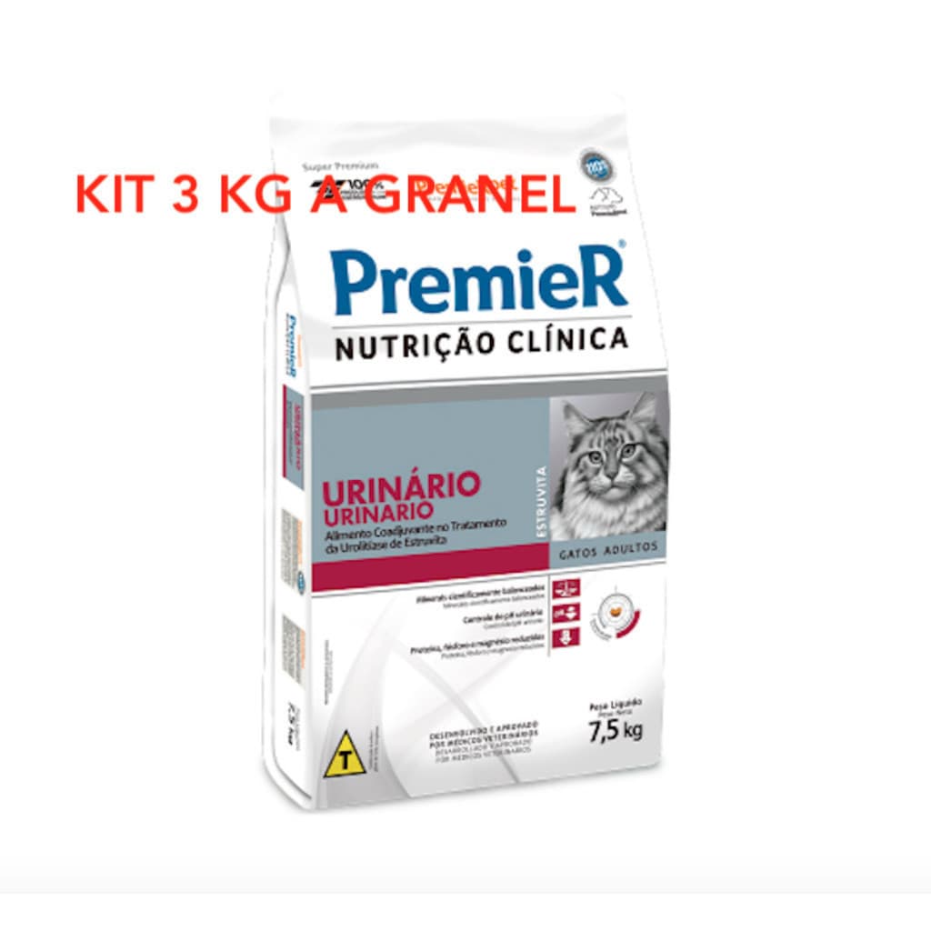 Kit 3 Kg Ração A Granel Premier Gato Nutrição Clínica Urinário