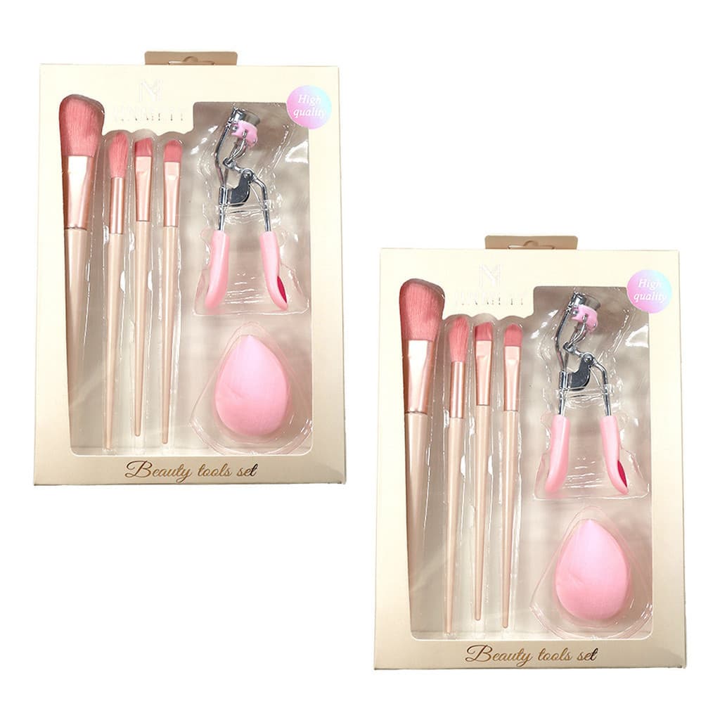 Kit 2cx Pincel De Maquiagem Mini 6 Peças Pincel + Faixa