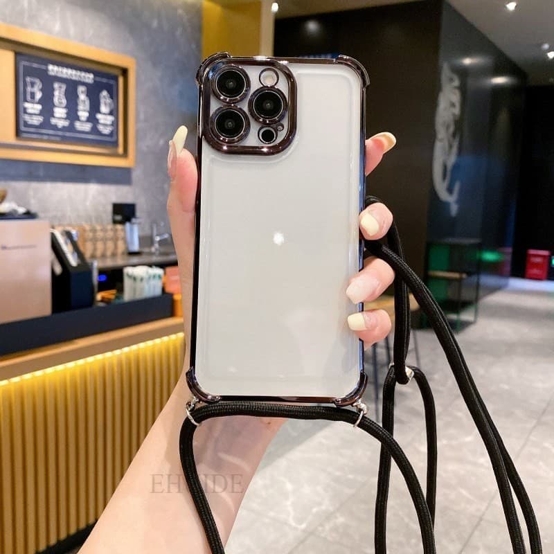 Xiaomi Mi 14T 13T Redmi Nota 14 13 Pro 14C 13C POCO X7 5G 6D Alça Transparente Caso Crossbody Cordão À Prova De Choque C
