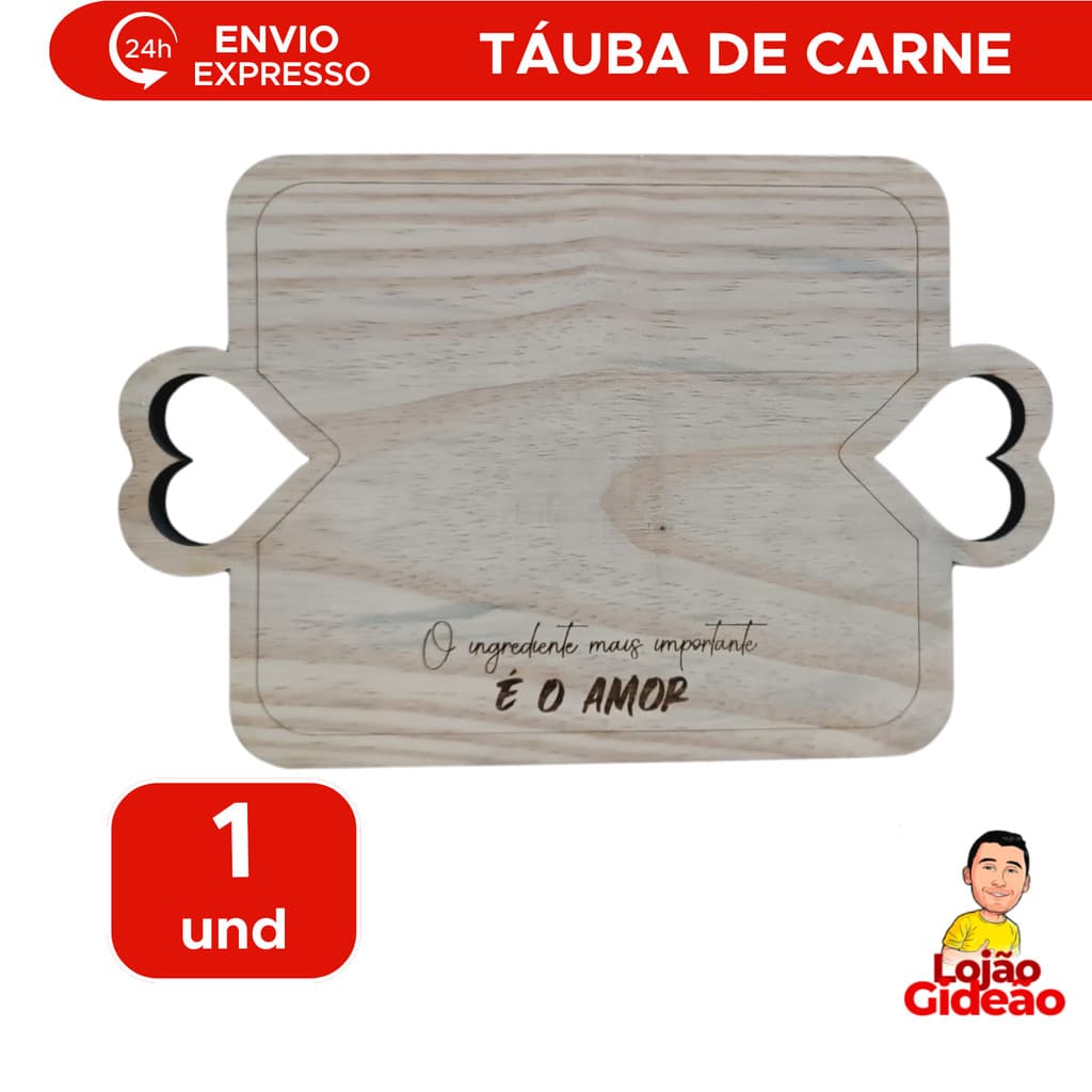 Tábua De Corte Retangular Para Servir Churrasco Carne Madeira 29cm x 19cm
