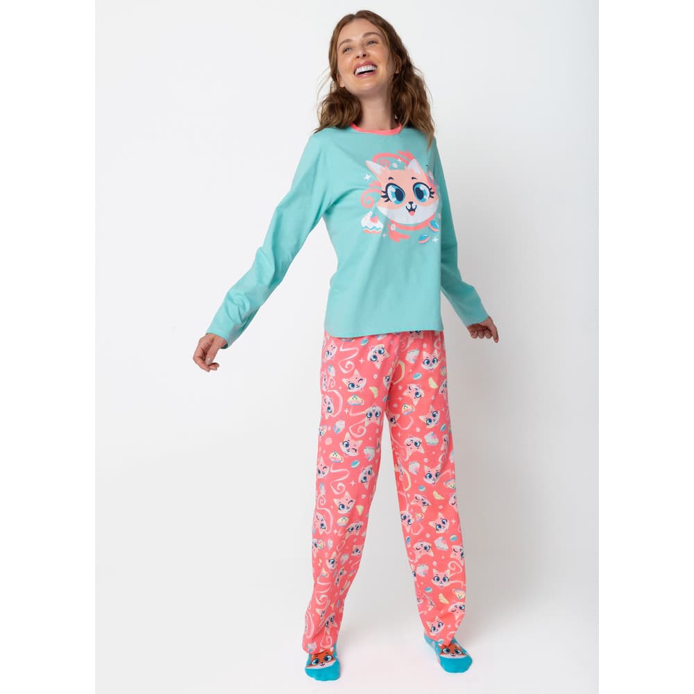 Pijama Manga Longa Algodão Feminino Raposa Confeiteira - Puket