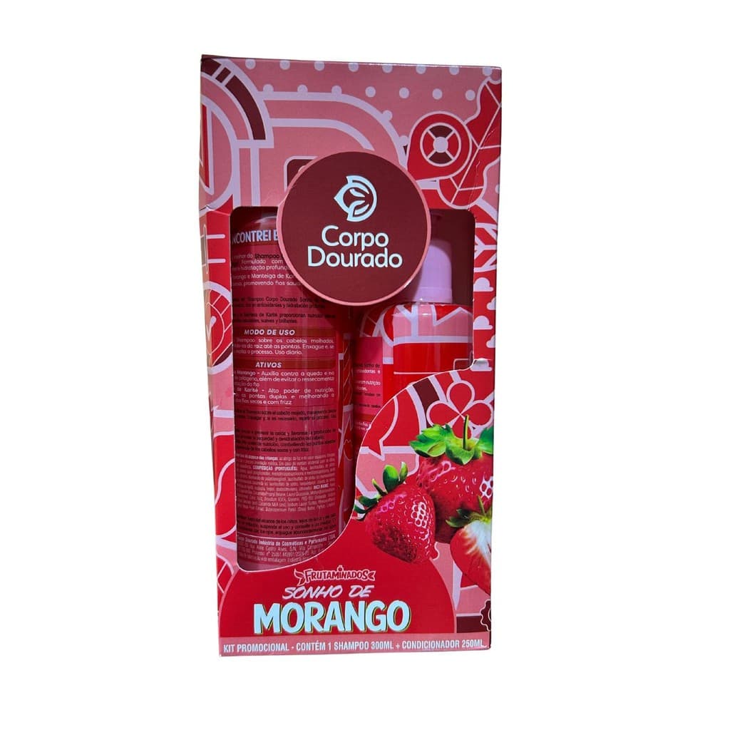 Kit Sonho de Morango Corpo Dourado – Shampoo 300ml + Condicionador 250ml