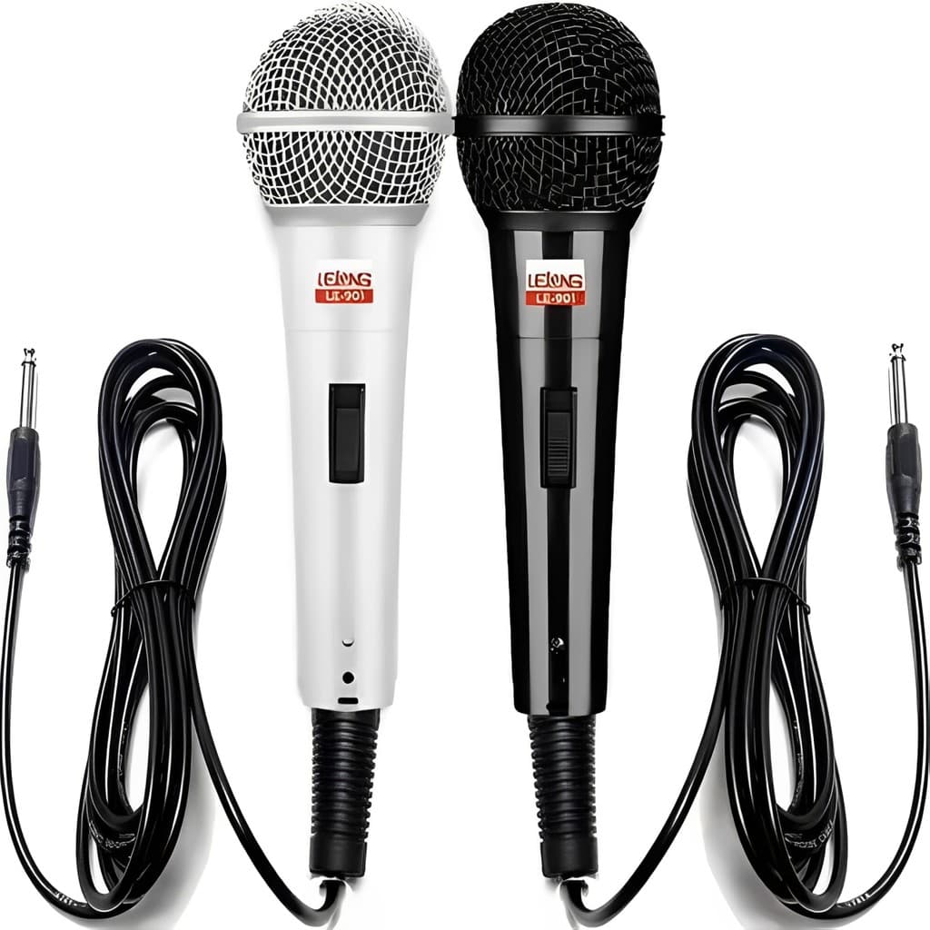 Kit Microfone Profissional Com 2 Unidades Com Fio Dinâmico Lelong LE-901 Resistente Audio Sem Ruido
