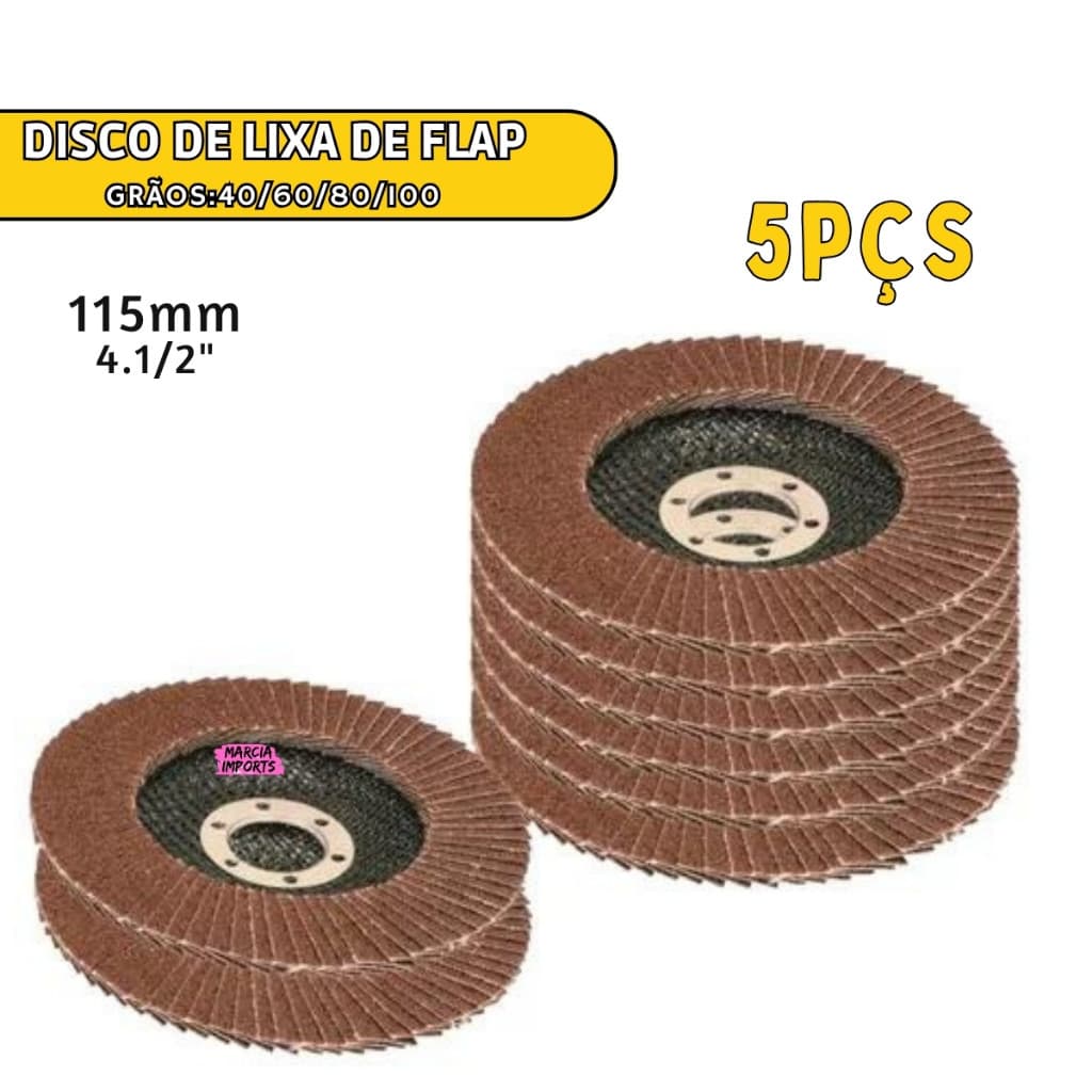 5 ou 3 Discos de Lixa Flap Conjunto disco de lixa flap de 40 ate 100 graos