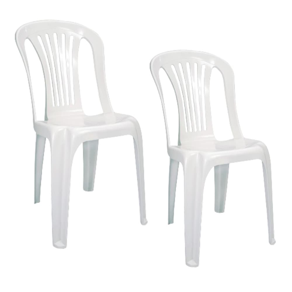 Kit C/02 Cadeiras Poltrona Bistro Branca Resistente Jardim